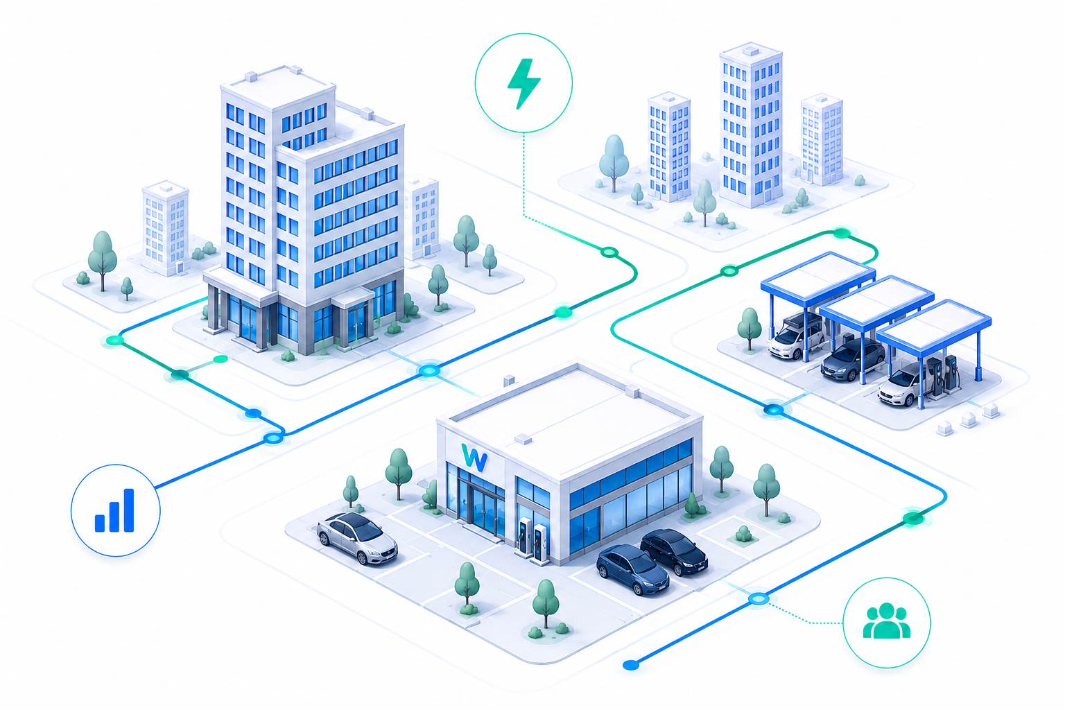 EV charging network illustration